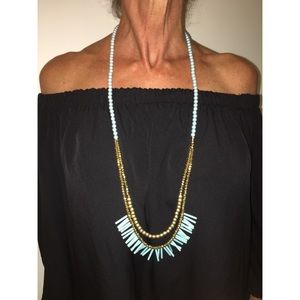 light turquoise and gold Ivy & Leo necklace